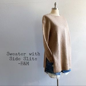 NWT Camel Sweater with Side Slits by H&M